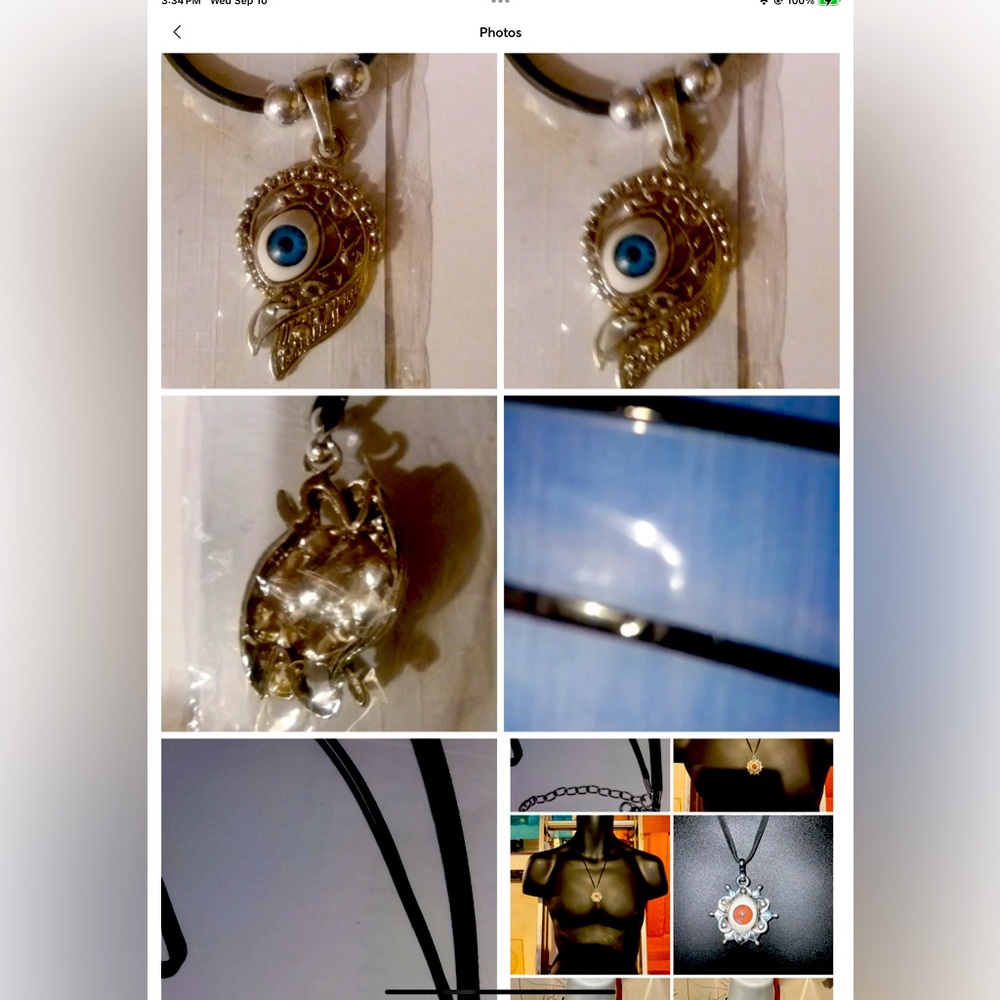 Greek Evil Eye Suede Necklace lt501-8aqu
 Evil Eye new vintage from Greece 🇬🇷